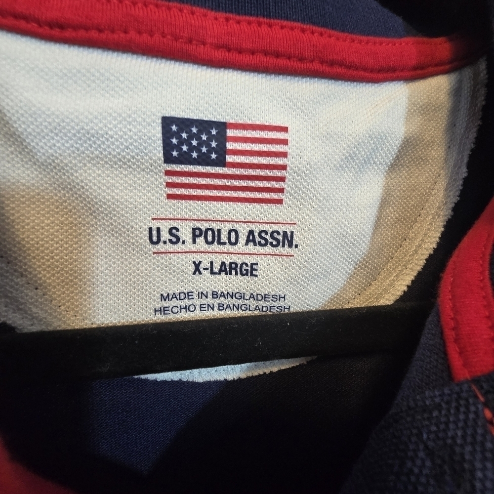 U.S. Polo Assn. Diagonal Stripe Pique Polo Shirt Blue & Red NWT Size XL - Picture 11 of 15